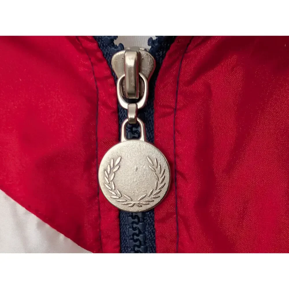 Vtg 90s Fred Perry Colorblock Track Jacket - Navy Red White - Men's M - Unisex - Picture 5 of 16